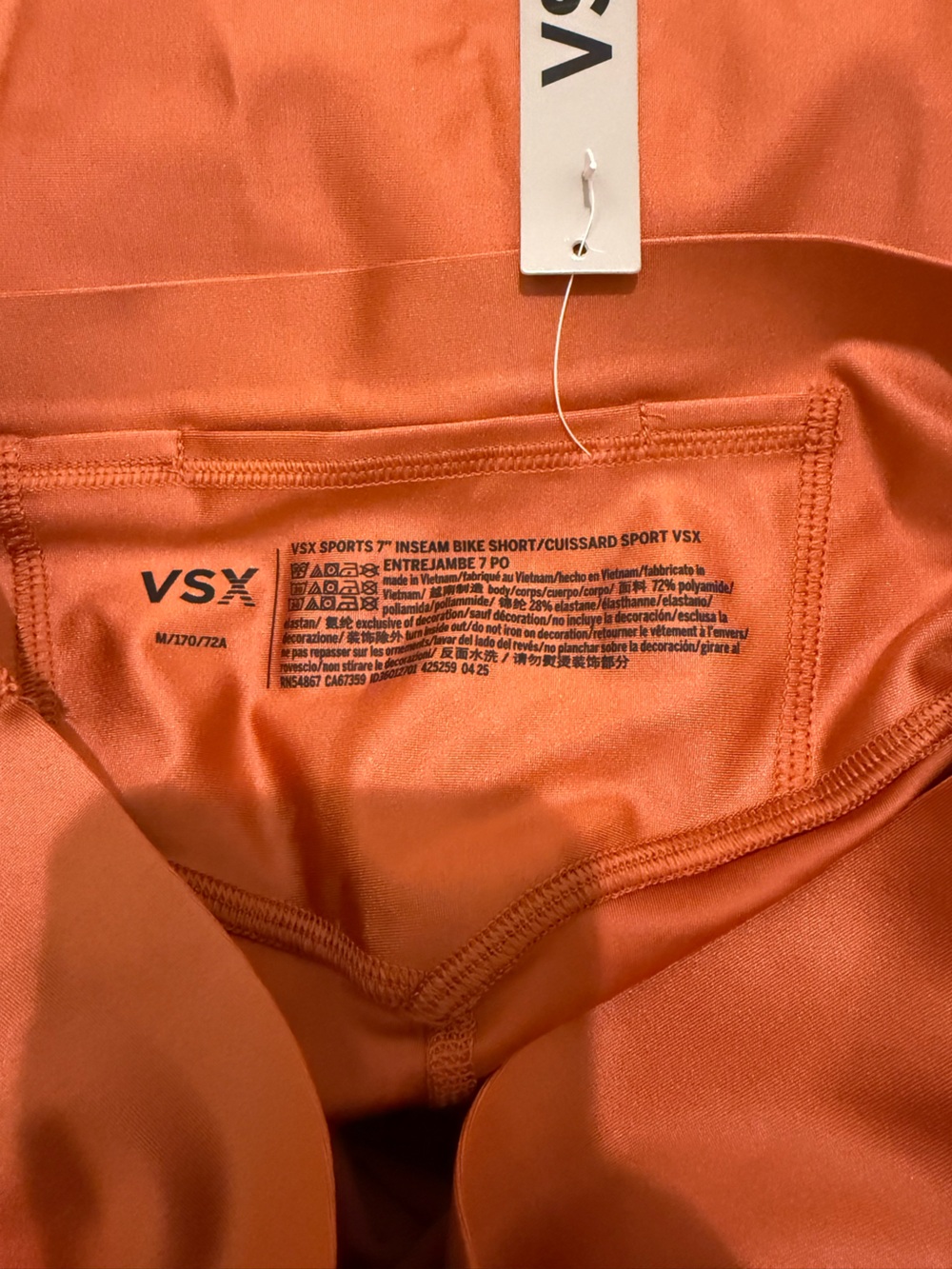 BURNT ORANGE NWT Victoria’s S VSX GlossyTech Leggings Shorts Sports Bra Set M - Picture 6 of 7